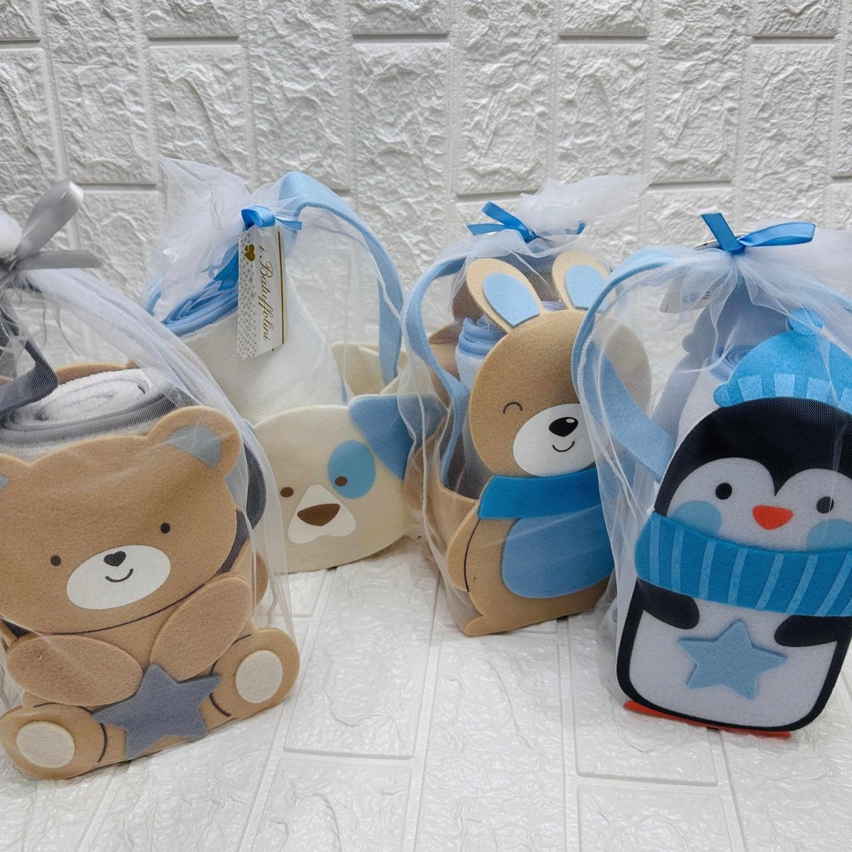 Accappatoio Triangolo dim 65x70 con Borsetta Celeste - Piccole Canaglie - PC21940