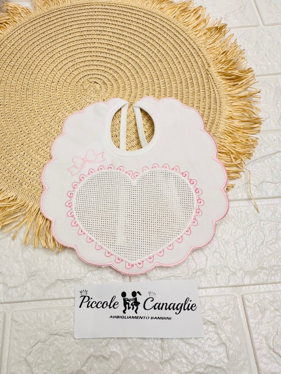 Bavetta Cuore Ricamo Rosa Bv003150 - Piccole Canaglie - PC25878