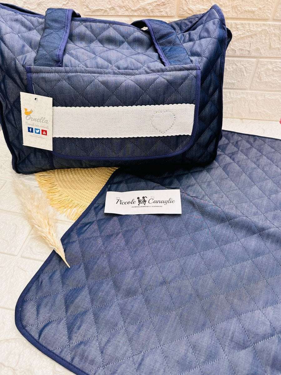 Borsa nascita Blu cuore bf005 Dim45x30x18 - Piccole Canaglie - PC26457