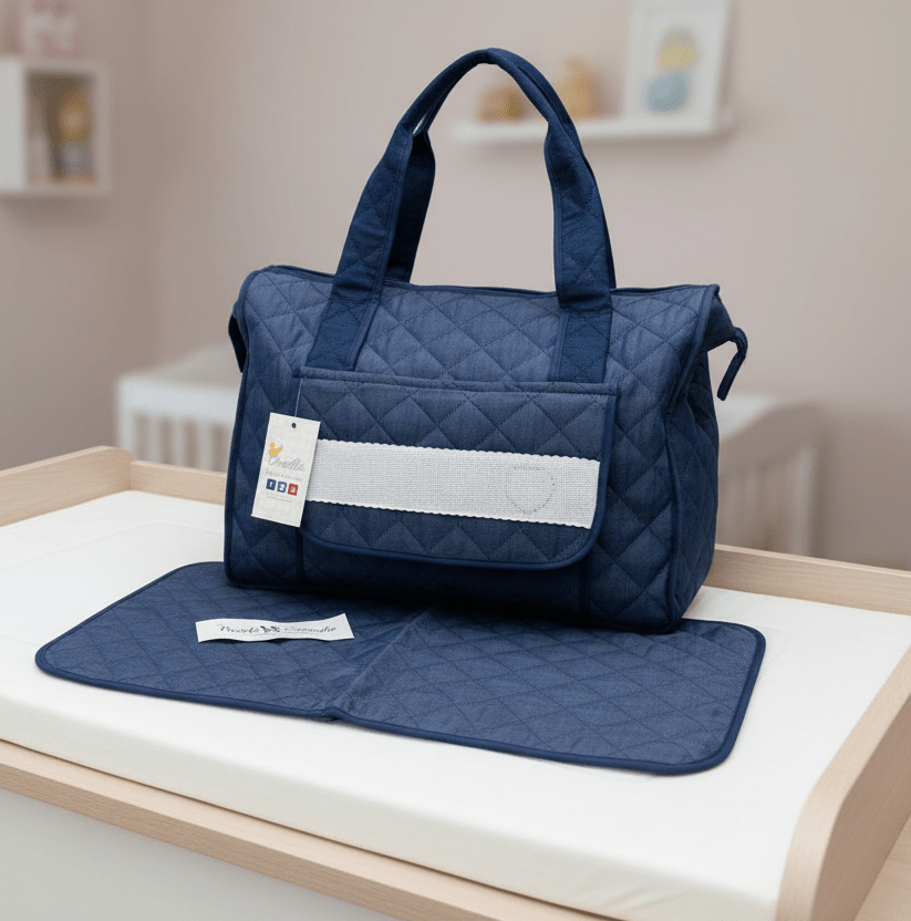 Borsa Nascita Blu Cuore Bf005 Dim45x30x18 - Piccole Canaglie - PC26457