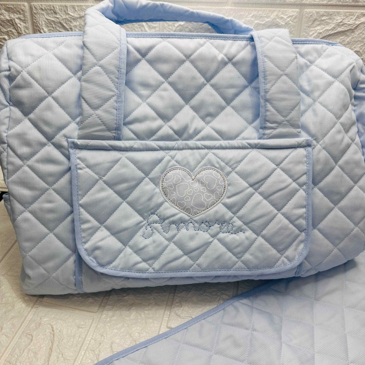 Borsa Nascita cuore celeste dim 45x30x18 - Piccole Canaglie - PC20095