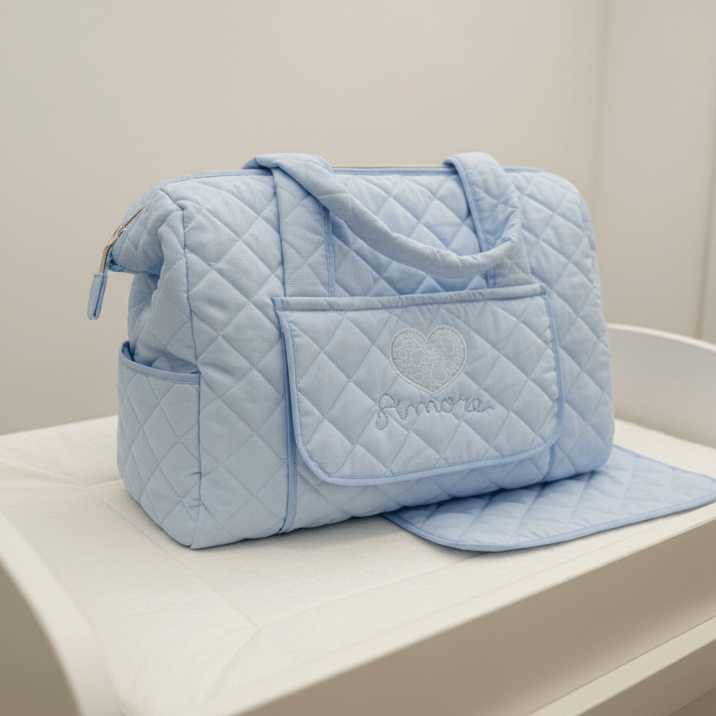 Borsa Nascita cuore celeste dim 45x30x18 - Piccole Canaglie - PC20095