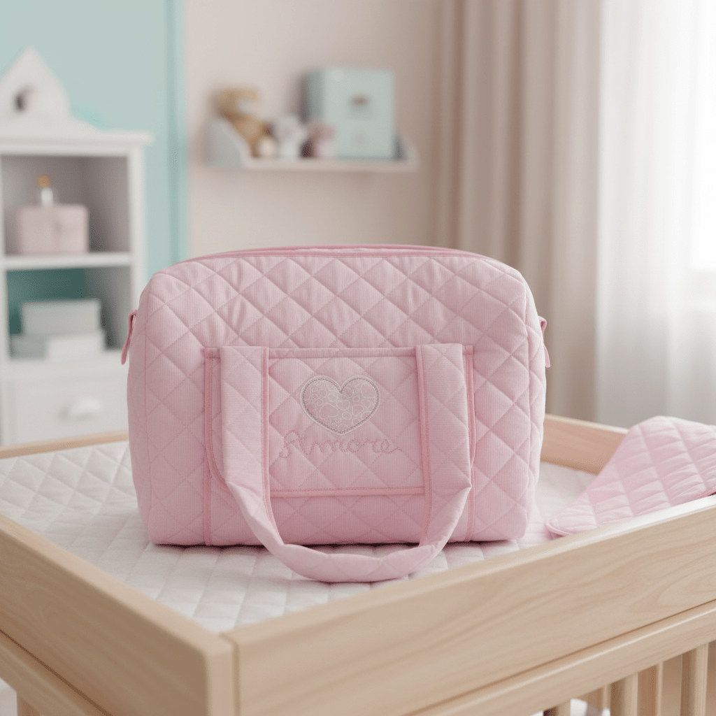 Borsa Nascita cuore rosa. dim 45x30x18 - Piccole Canaglie - PC20096