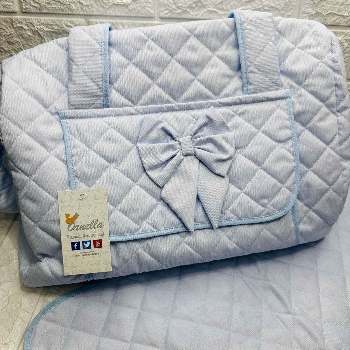 Borsa Nascita Fiocco celeste dim 45x30x18 - Piccole Canaglie - PC20097