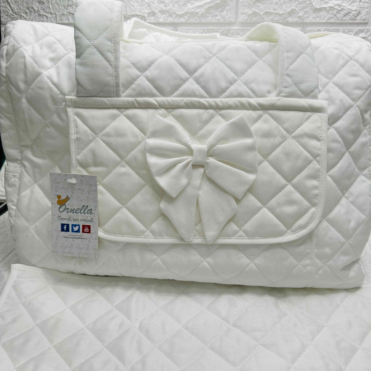 Borsa Nascita Fiocco Panna dim 45x30x18 - Piccole Canaglie - PC20098