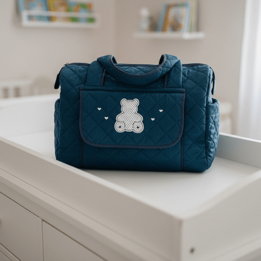 Borsa Nascita Orso Blu Dim 45x30x18 - Piccole Canaglie - PC25224