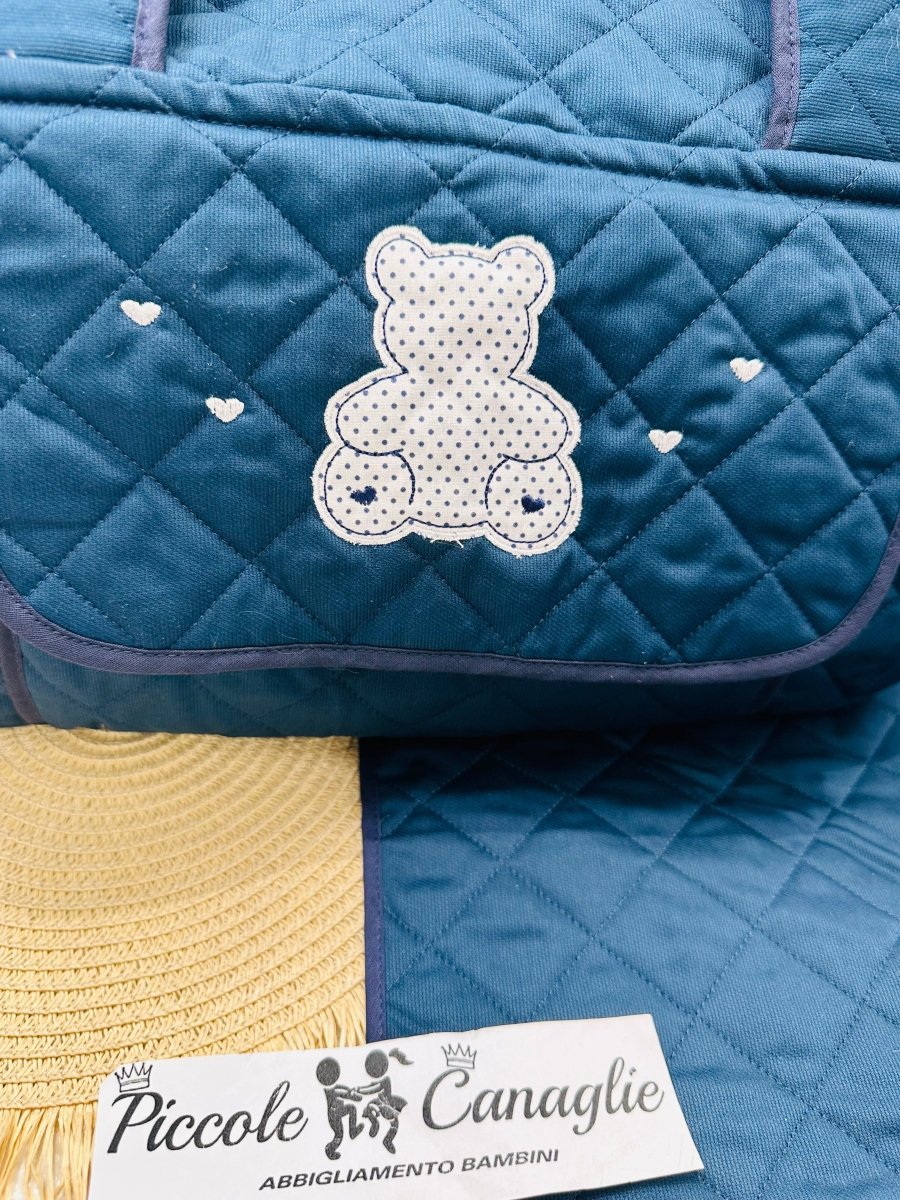 Borsa Nascita Orso Blu Dim 45x30x18 - Piccole Canaglie - PC25224
