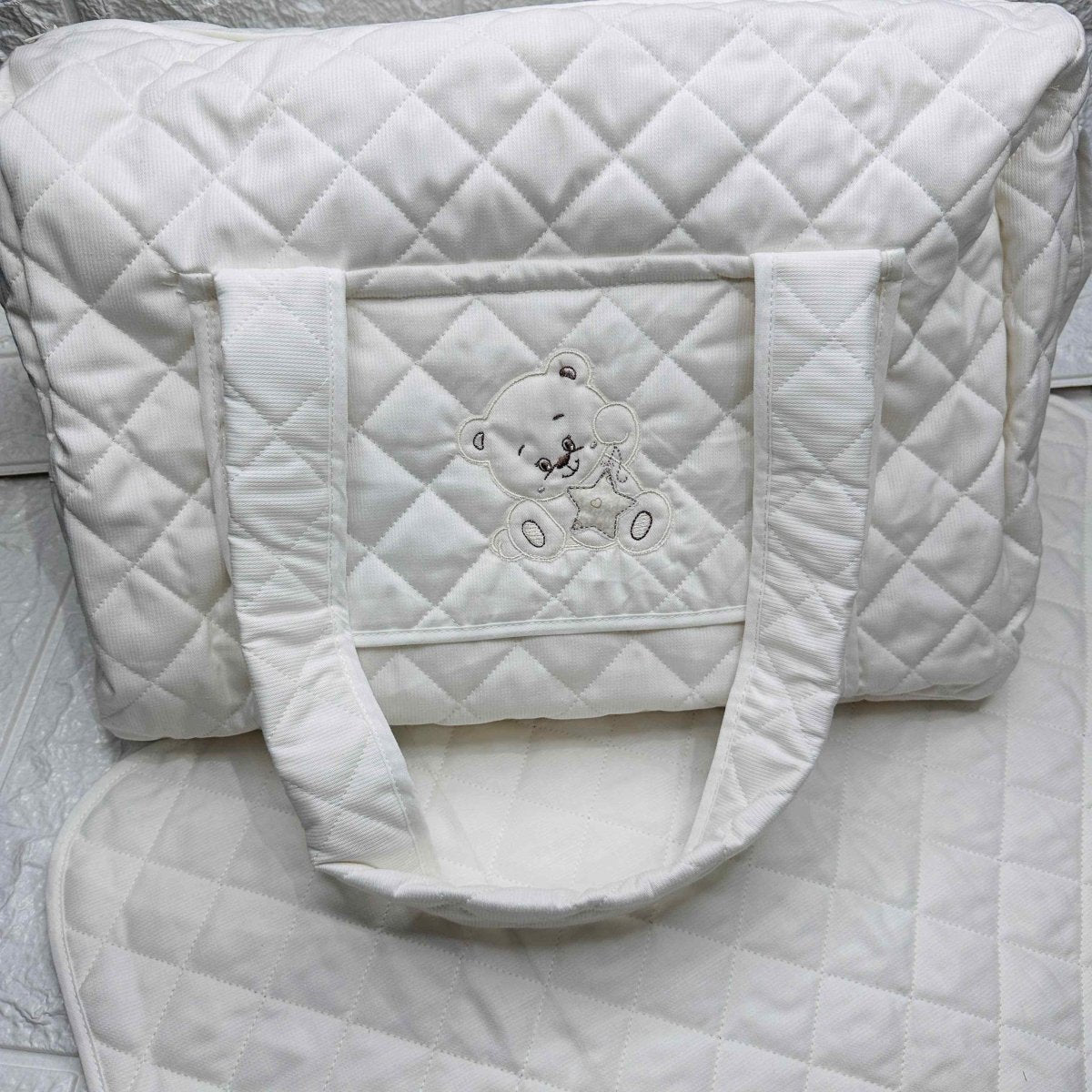 Borsa Nascita orso stella panna. dim 45x30x18 - Piccole Canaglie - PC20101