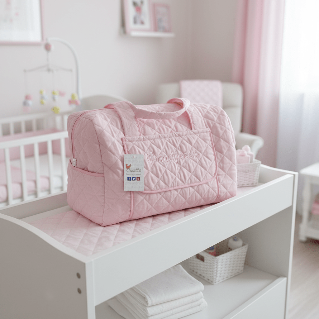 Borsa Nascita Principessa Rosa. Dim 45x30x18 - Piccole Canaglie - PC20102