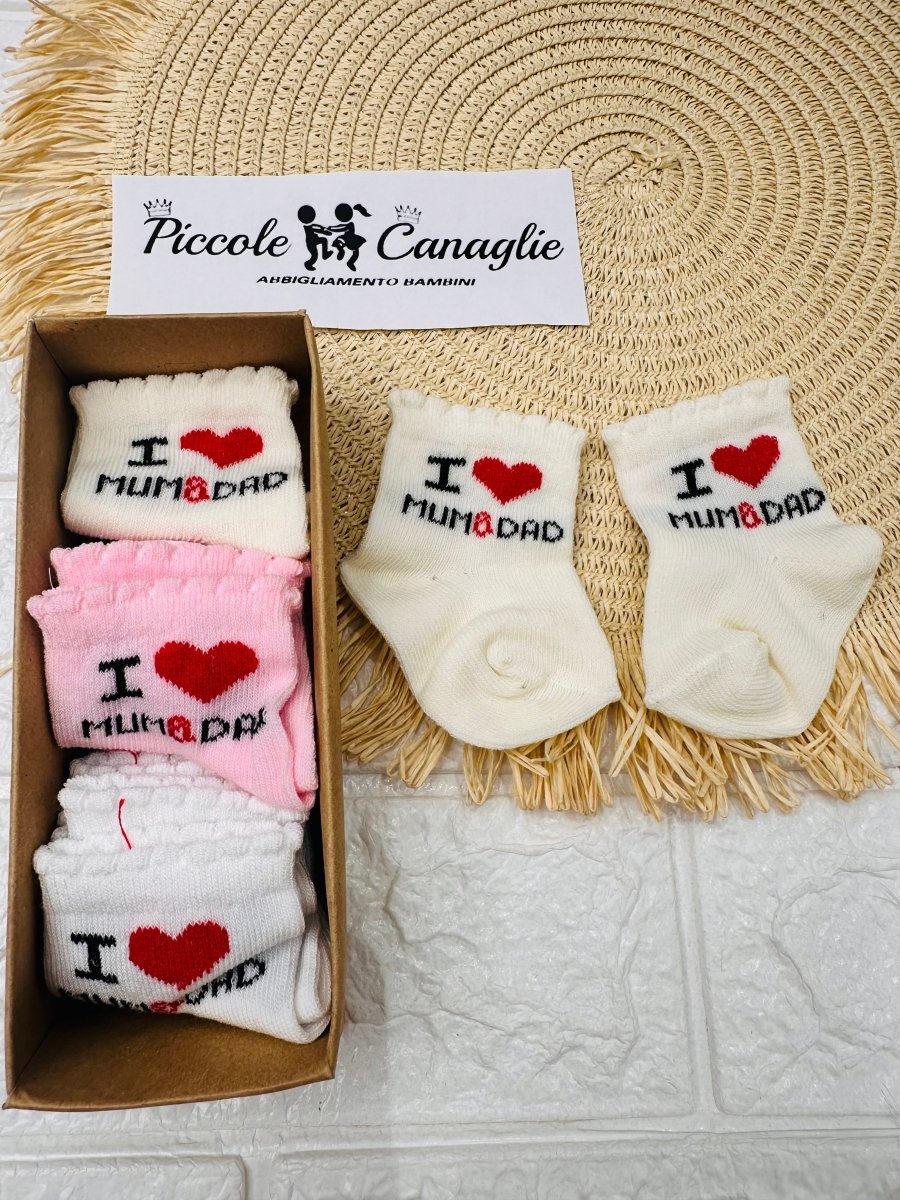 Calzini CotonE Neonata Dad e Mam 6 Paia - Piccole Canaglie - PC25207