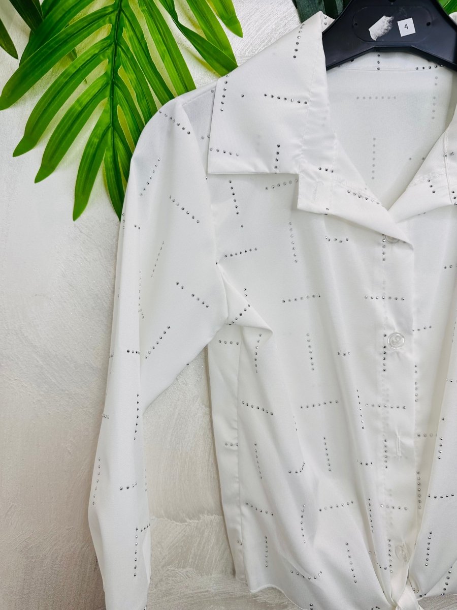 Camicia brillantini bianca - Piccole Canaglie - PC26486