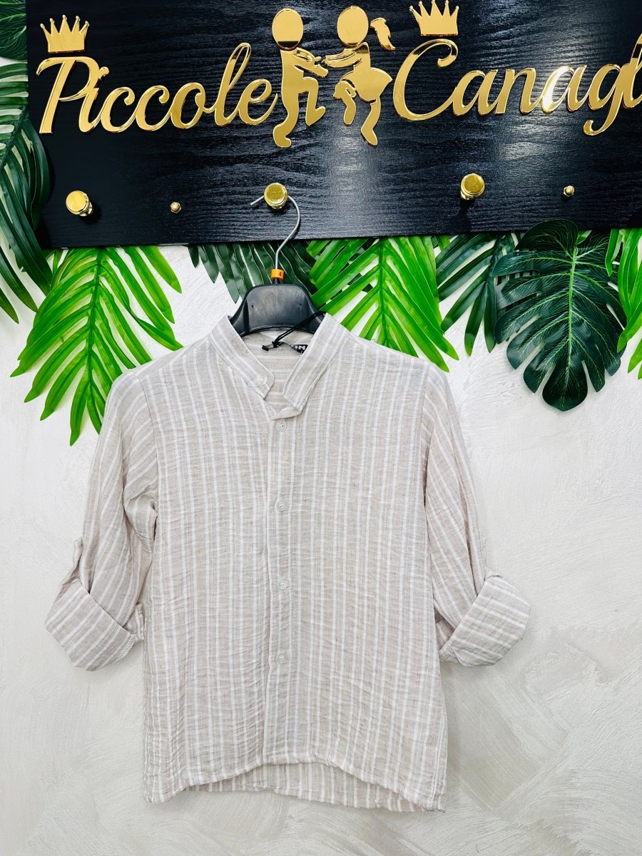 Camicia Righe Begie 1185 - Piccole Canaglie - PC27162