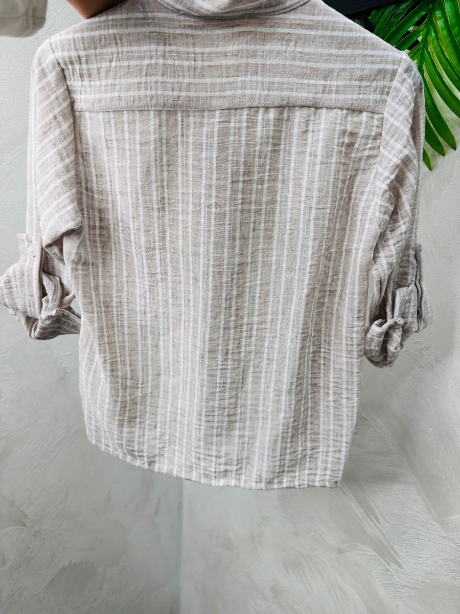 Camicia Righe Begie 1185 - Piccole Canaglie - PC27162