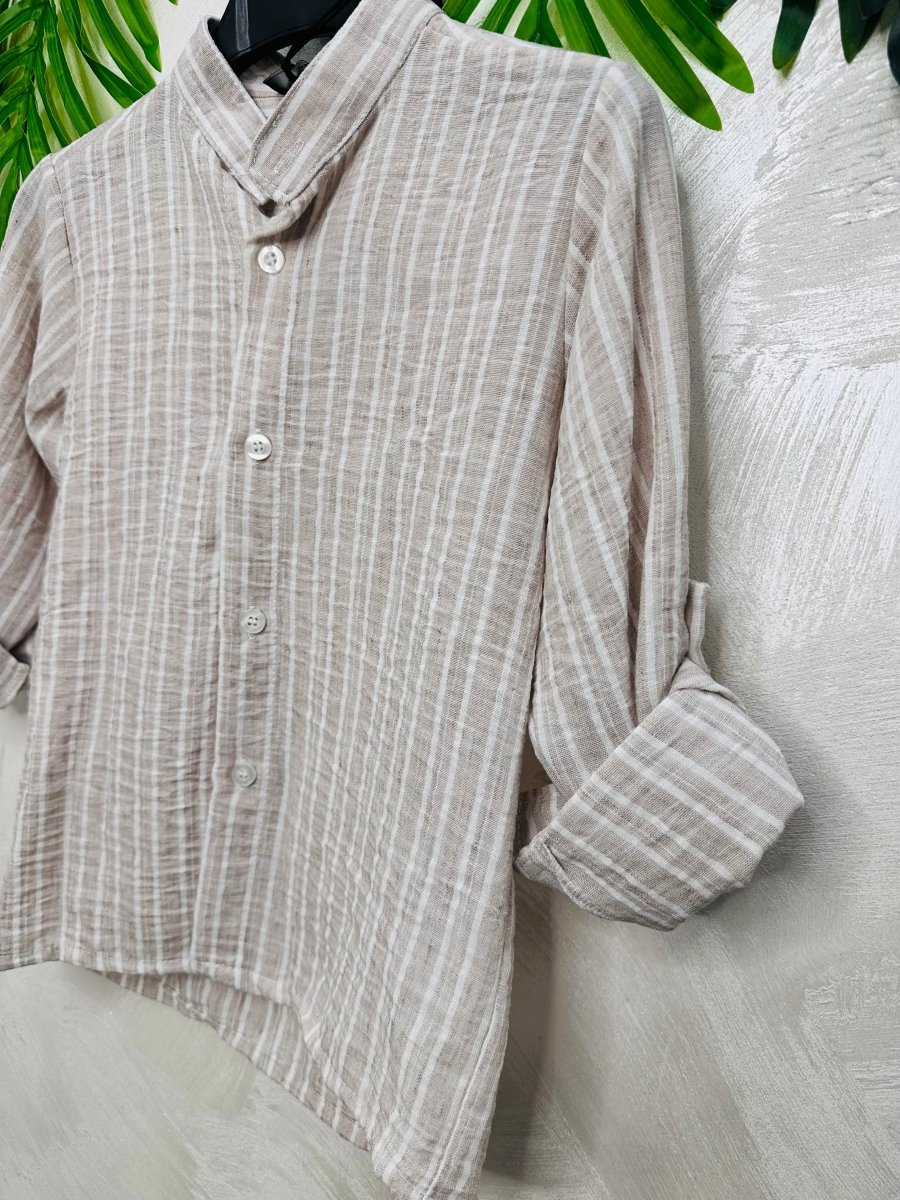 Camicia Righe Begie 1185 - Piccole Canaglie - PC27162