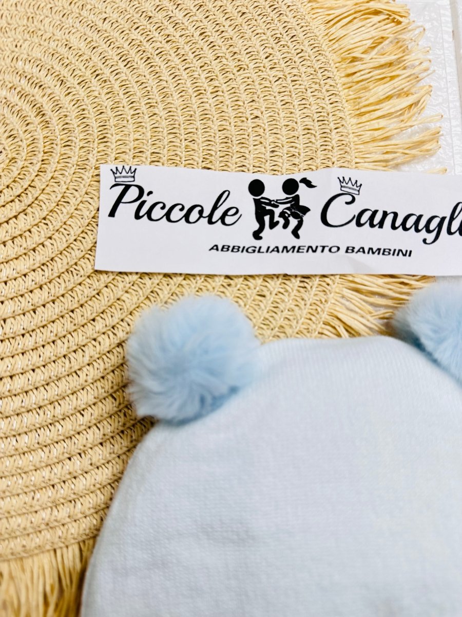 Cappellino caldo cotone CAP37 Celeste - Piccole Canaglie - PC23769