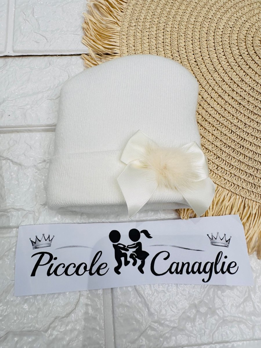 Cappellino Neonato Pelliccietta Panna Wsb9304 - Piccole Canaglie - PC30028