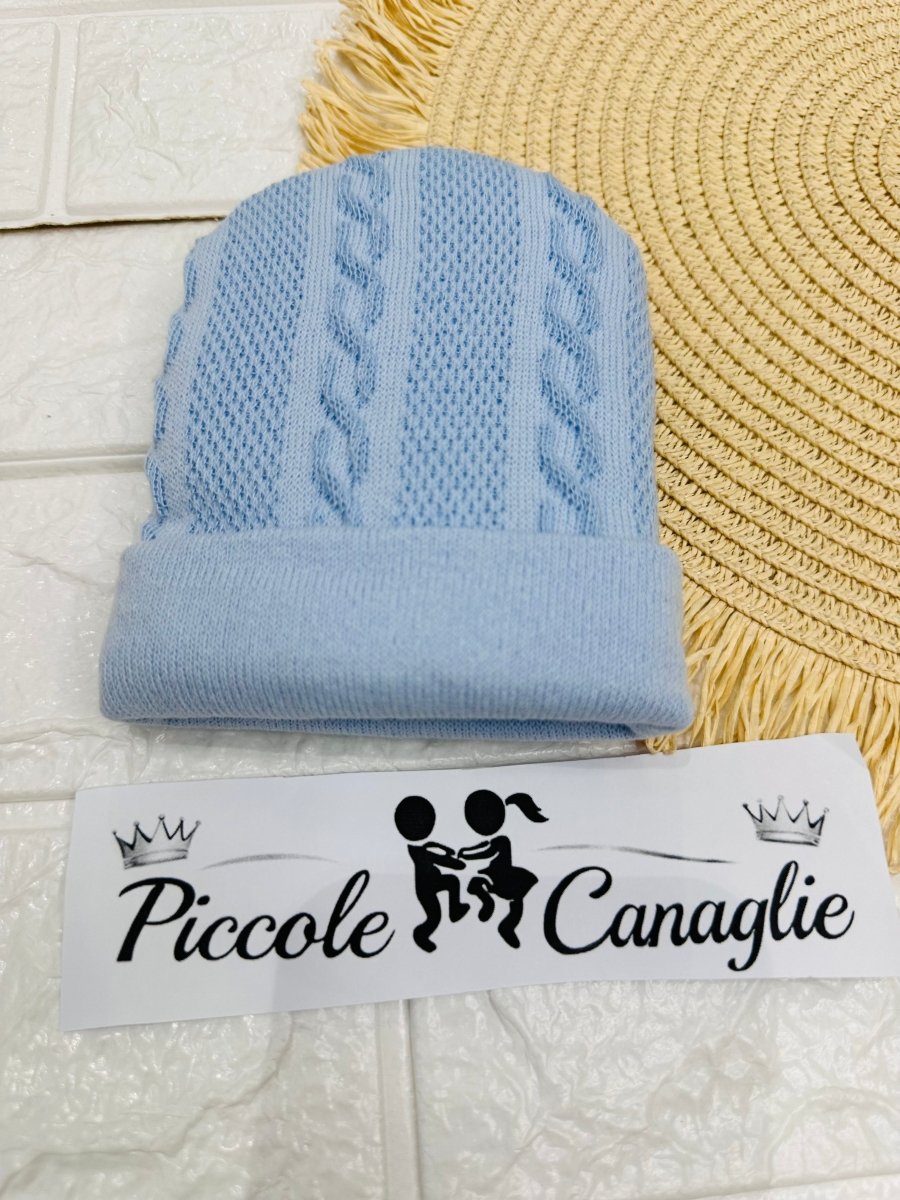Cappellino Neonato Treccine Cielo Wsb9308 - Piccole Canaglie - PC30029