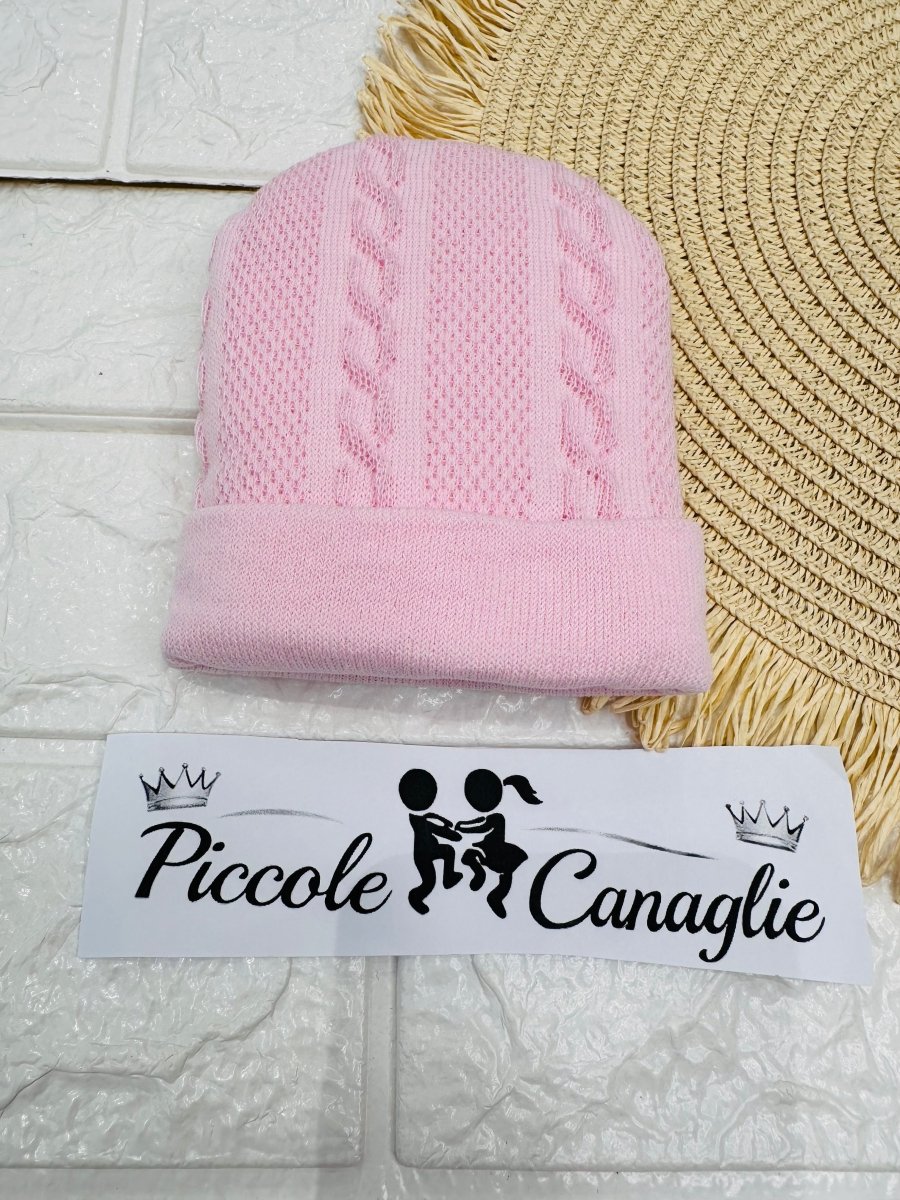 Cappellino Neonato Treccine Rosa Wsb9308 - Piccole Canaglie - PC30031