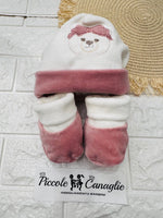 Cappello + Babbucce Ciniglia Orsetta Fascia Rosa Antico 44508 - Piccole Canaglie - PC28576