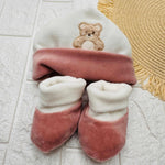 Cappello + babbucce ciniglia rosa antico 44407 - Piccole Canaglie - PC22309