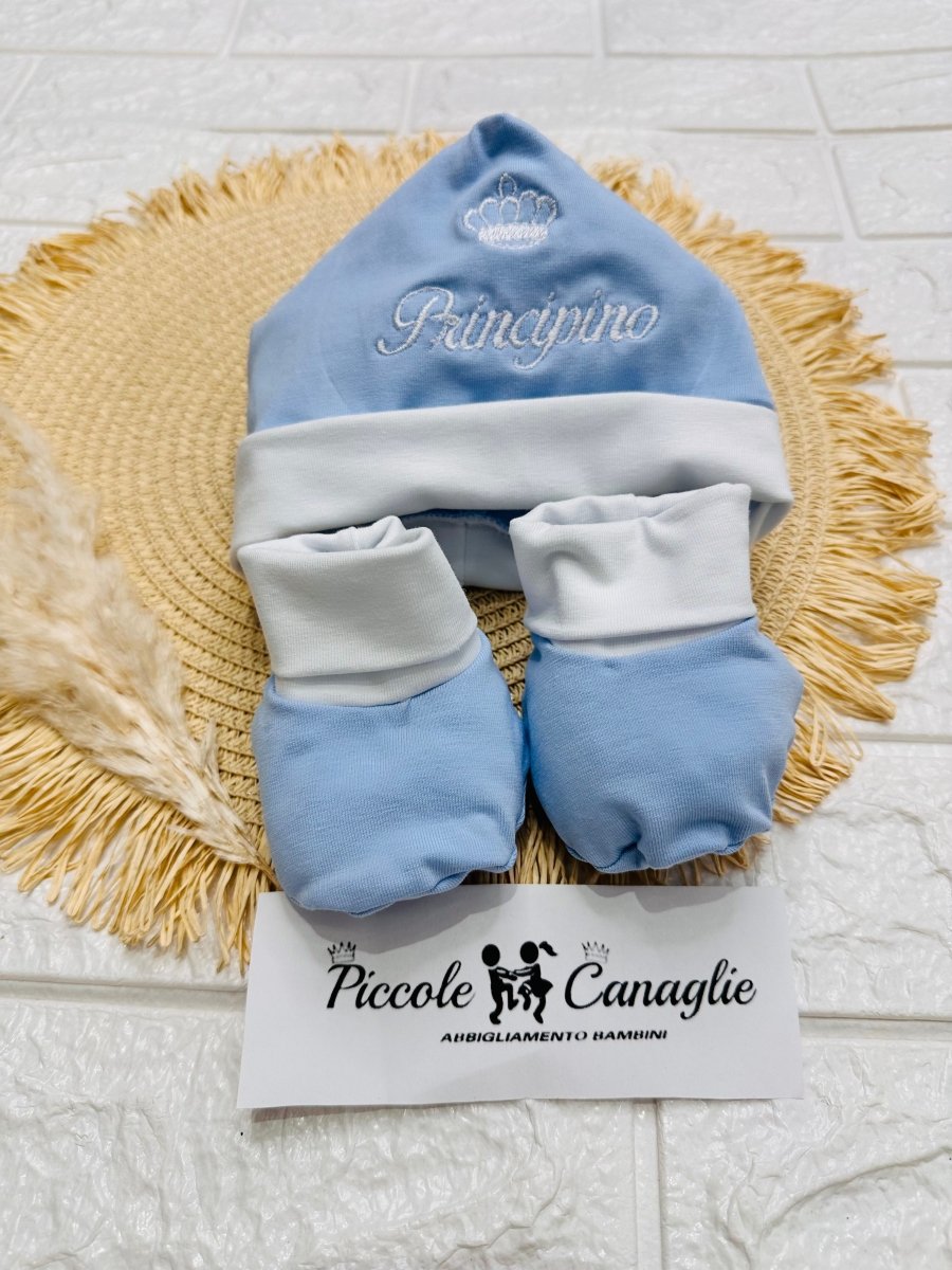 Cappello + babbucce cotone principino 44425 - Piccole Canaglie - PC26455