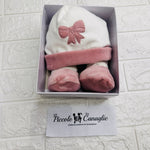 Cappello+ babbucce fiocco rosa antico 44413 - Piccole Canaglie - PC22809