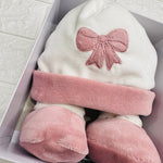 Cappello+ babbucce fiocco rosa antico 44413 - Piccole Canaglie - PC22809