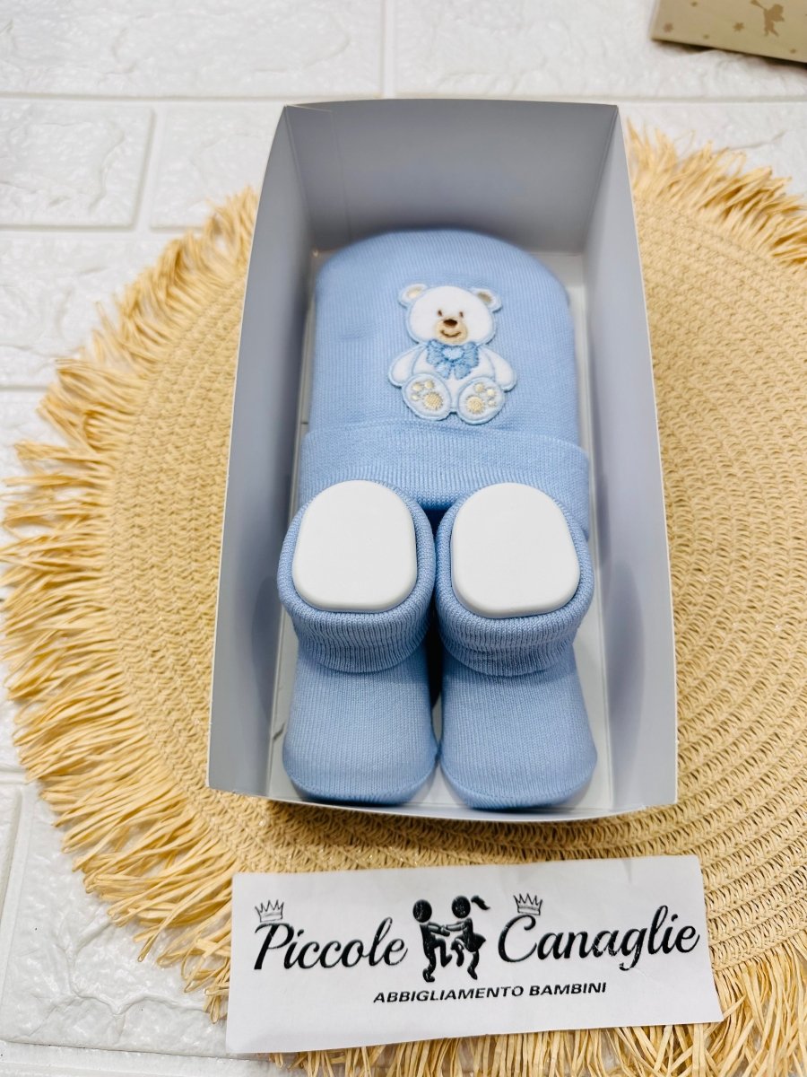 Cappello + Babbucce Orsetto Celeste Wse8795 - Piccole Canaglie - PC28503