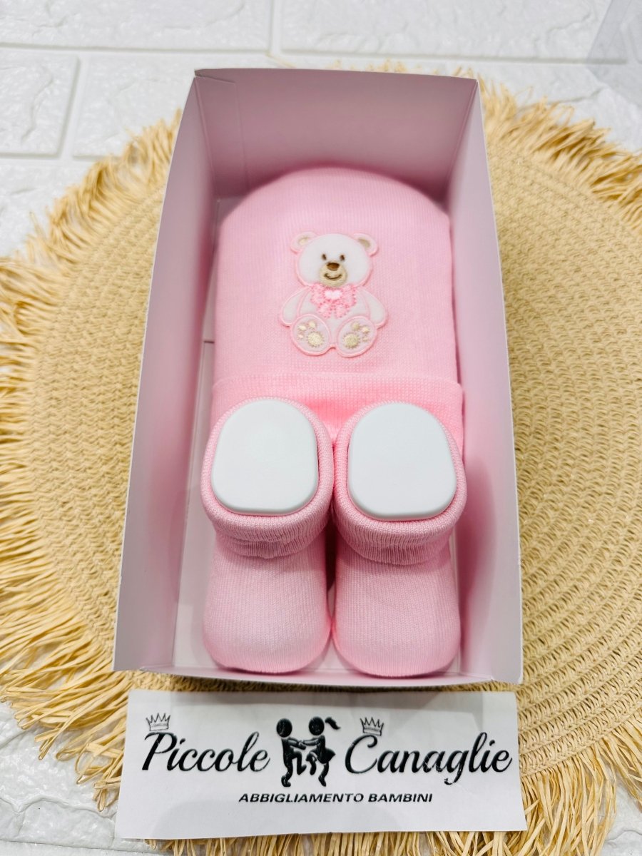 Cappello + Babbucce Orsetto Rosa Wse8795 - Piccole Canaglie - PC28504