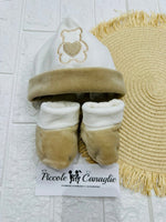 Cappello + Babbucce Orso Cuoricino Beige 45509 - Piccole Canaglie - PC29460