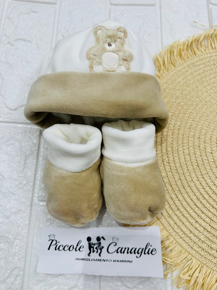 Cappello + Babbucce Orso Morbidoso Beige 44507 - Piccole Canaglie - PC29458