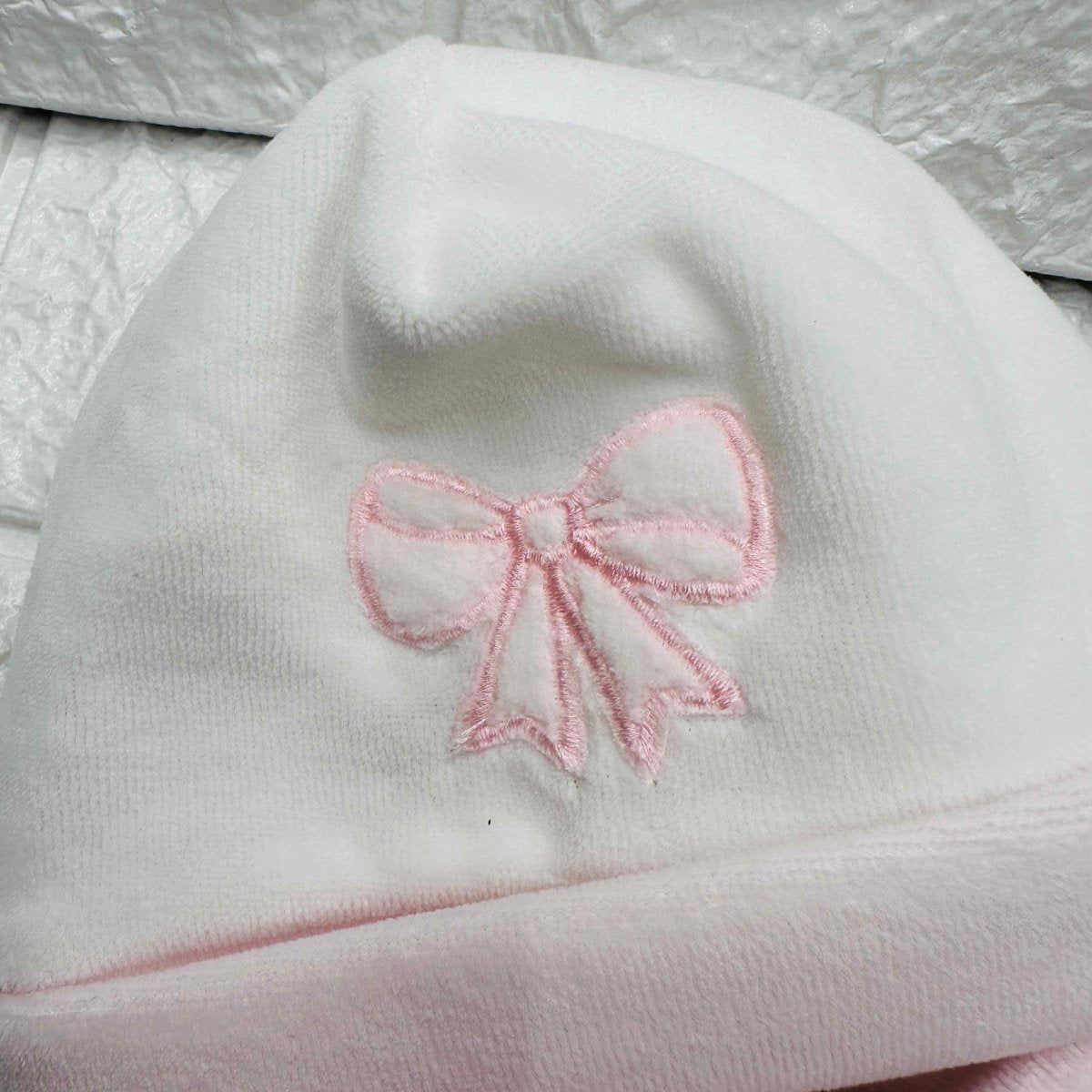 Cappello e babbucce ciniglia fiocco rosa - Piccole Canaglie - PC20125