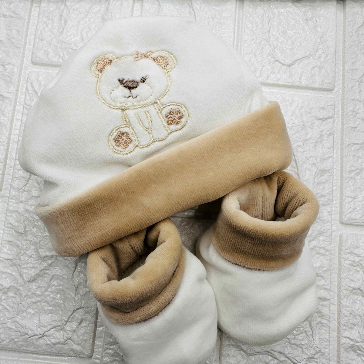 Cappello e Babbucce Ciniglia Orsetta Begie - Piccole Canaglie - PC20116