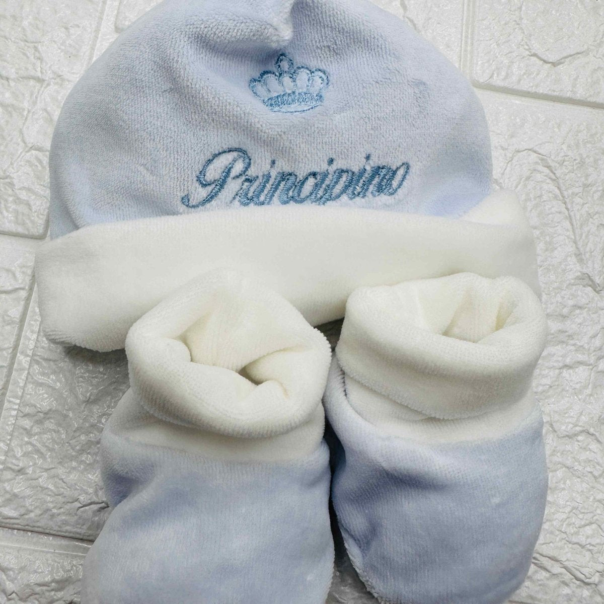 Cappello e babbucce principino ciniglia - Piccole Canaglie - PC20128