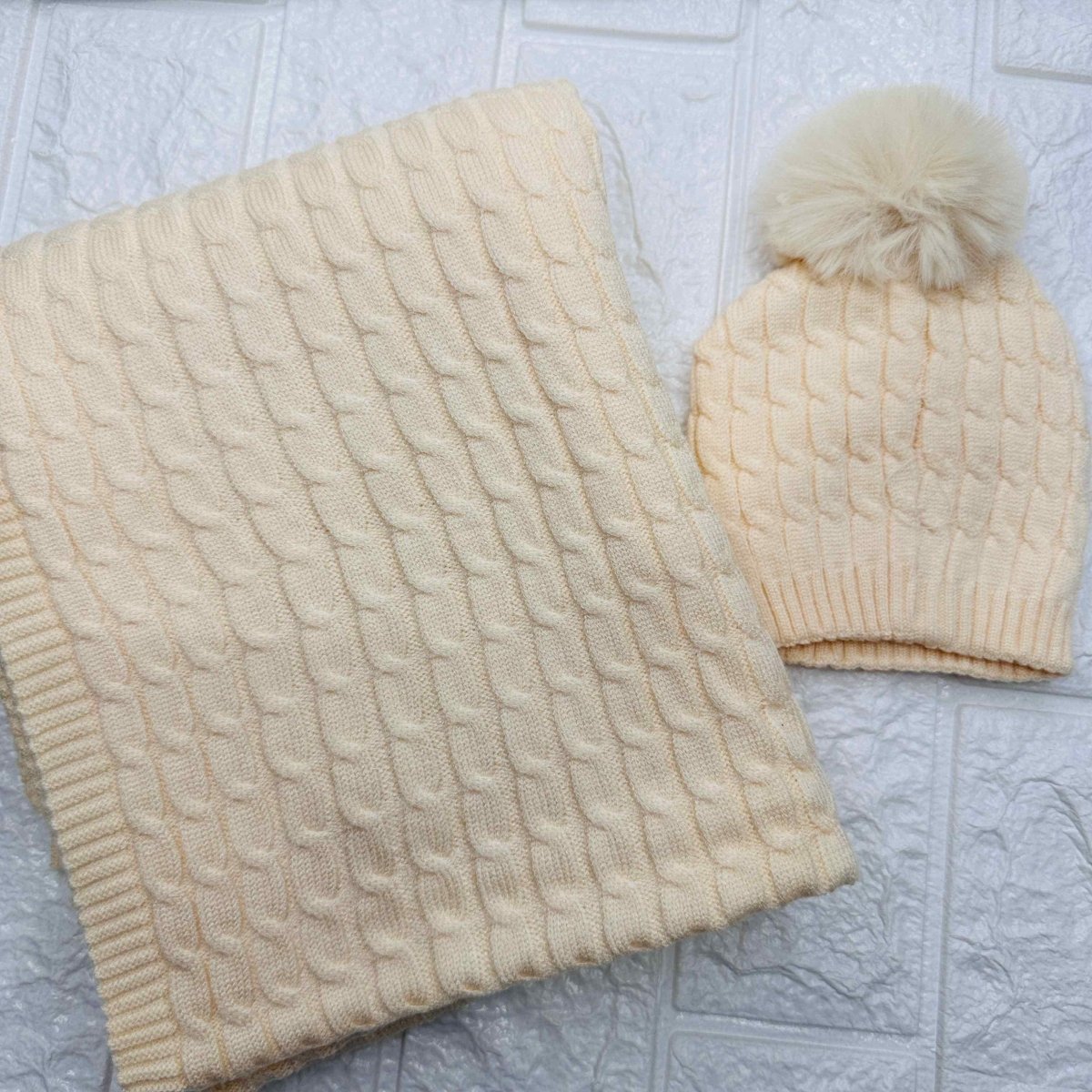 Cappello + scialle avorio - Piccole Canaglie - PC20107