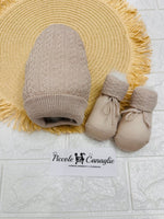 Cappello+Babbucce Beige Cotone B63 - Piccole Canaglie - PC25893