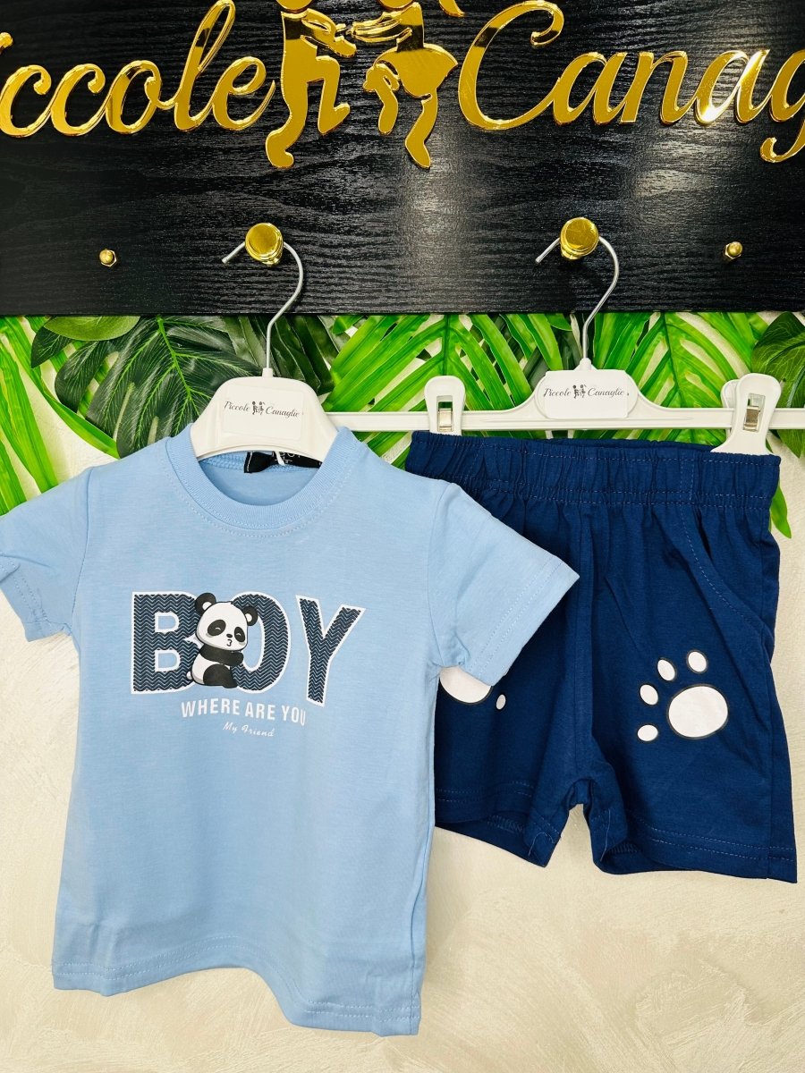 Compeleto Panda 🐼 Boy Celeste - Piccole Canaglie - PC29266
