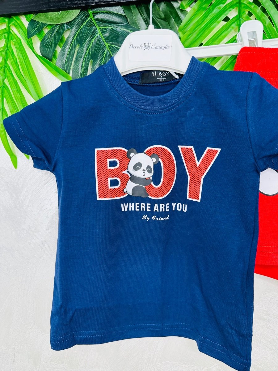Compeleto Panda 🐼 Boy Rosso - Piccole Canaglie - PC29271