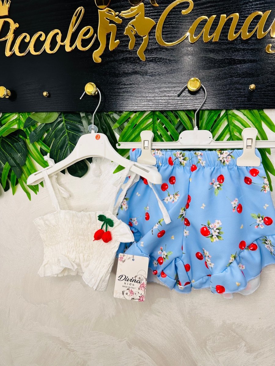 Completo baby ciliegina celeste - Piccole Canaglie - PC29870