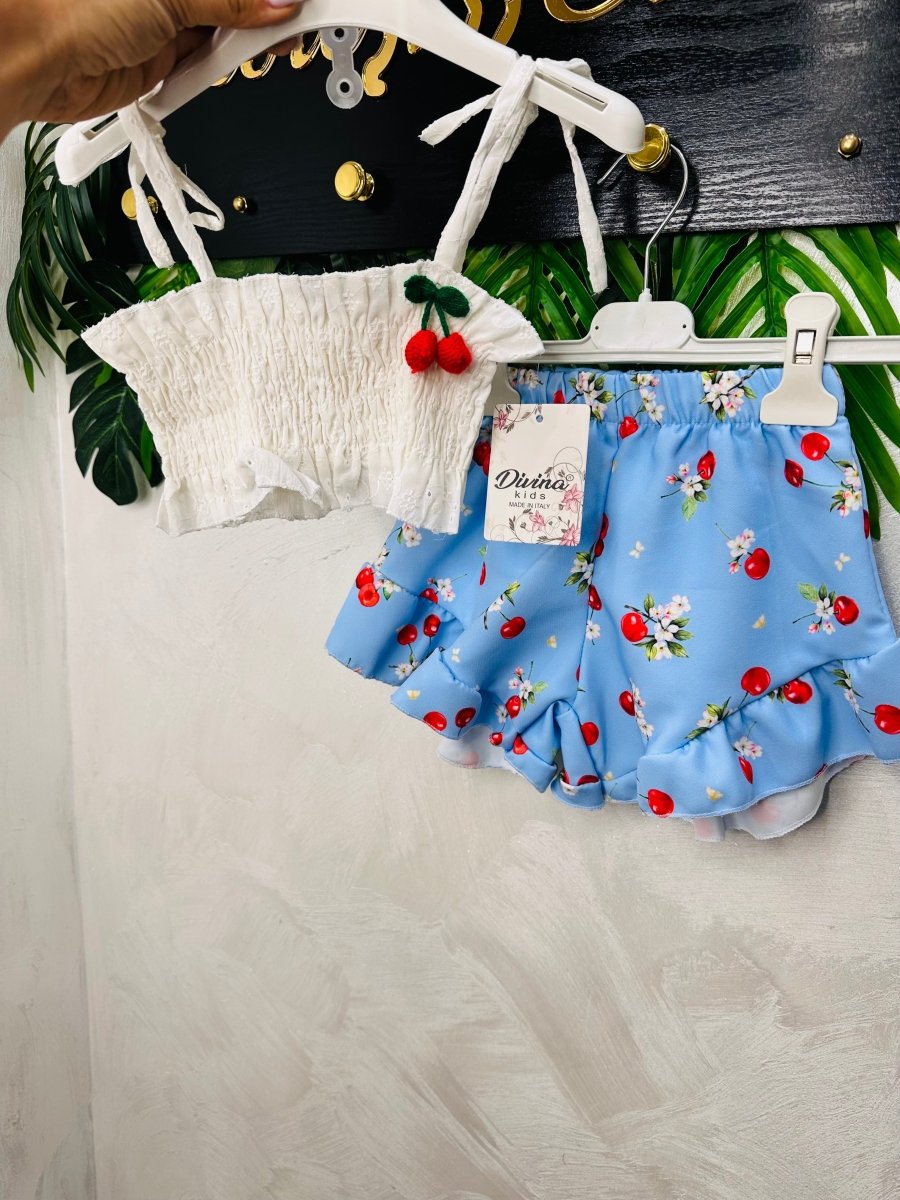 Completo baby ciliegina celeste - Piccole Canaglie - PC29870