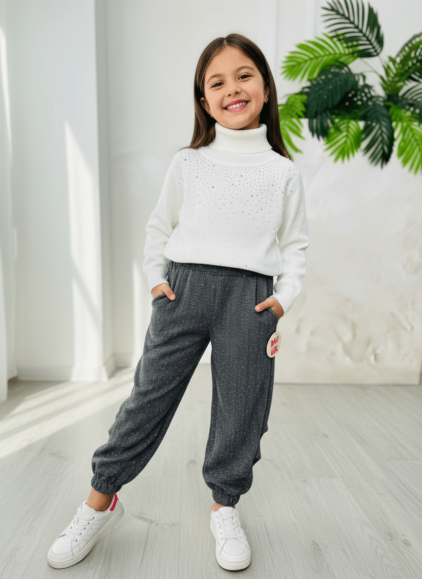 Completo Ballon Vogue brillantino Maglioncino Bianco - Piccole Canaglie - PC24093