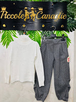 Completo Ballon Vogue brillantino Maglioncino Bianco - Piccole Canaglie - PC24093