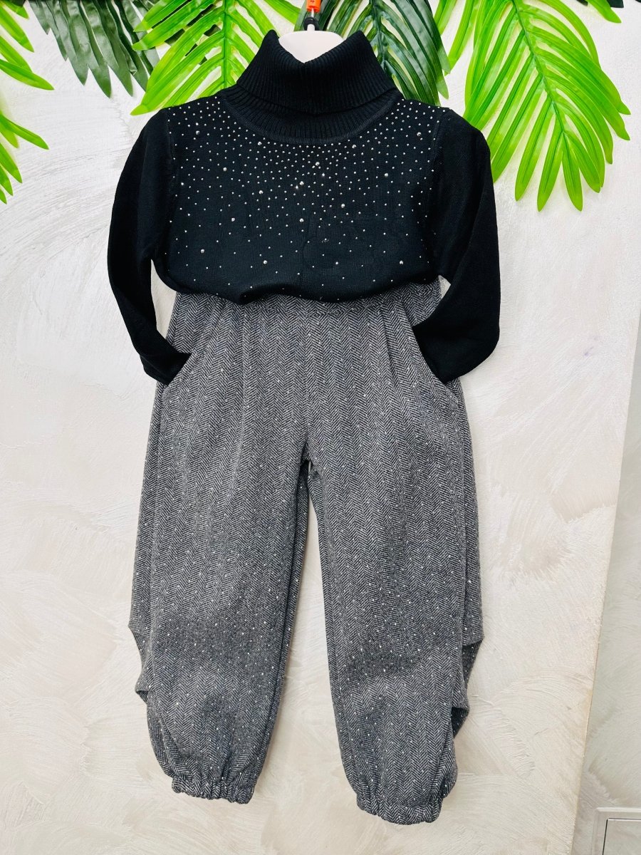 Completo Ballon Vogue brillantino Maglioncino Nero - Piccole Canaglie - PC24087