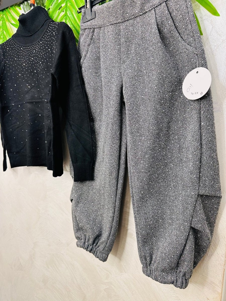 Completo Ballon Vogue brillantino Maglioncino Nero - Piccole Canaglie - PC24087