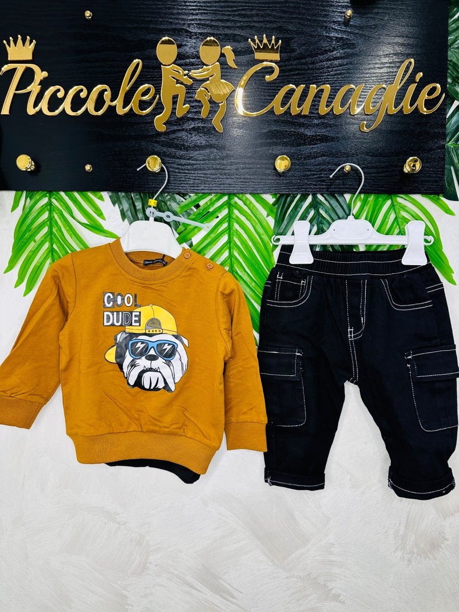 Completo Bulldog Style Felpato Senape - Piccole Canaglie - PC23391