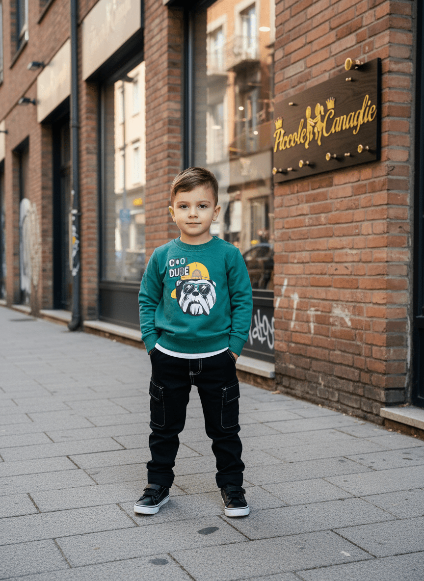 Completo Bulldog Style Felpato verde - Piccole Canaglie - PC23396