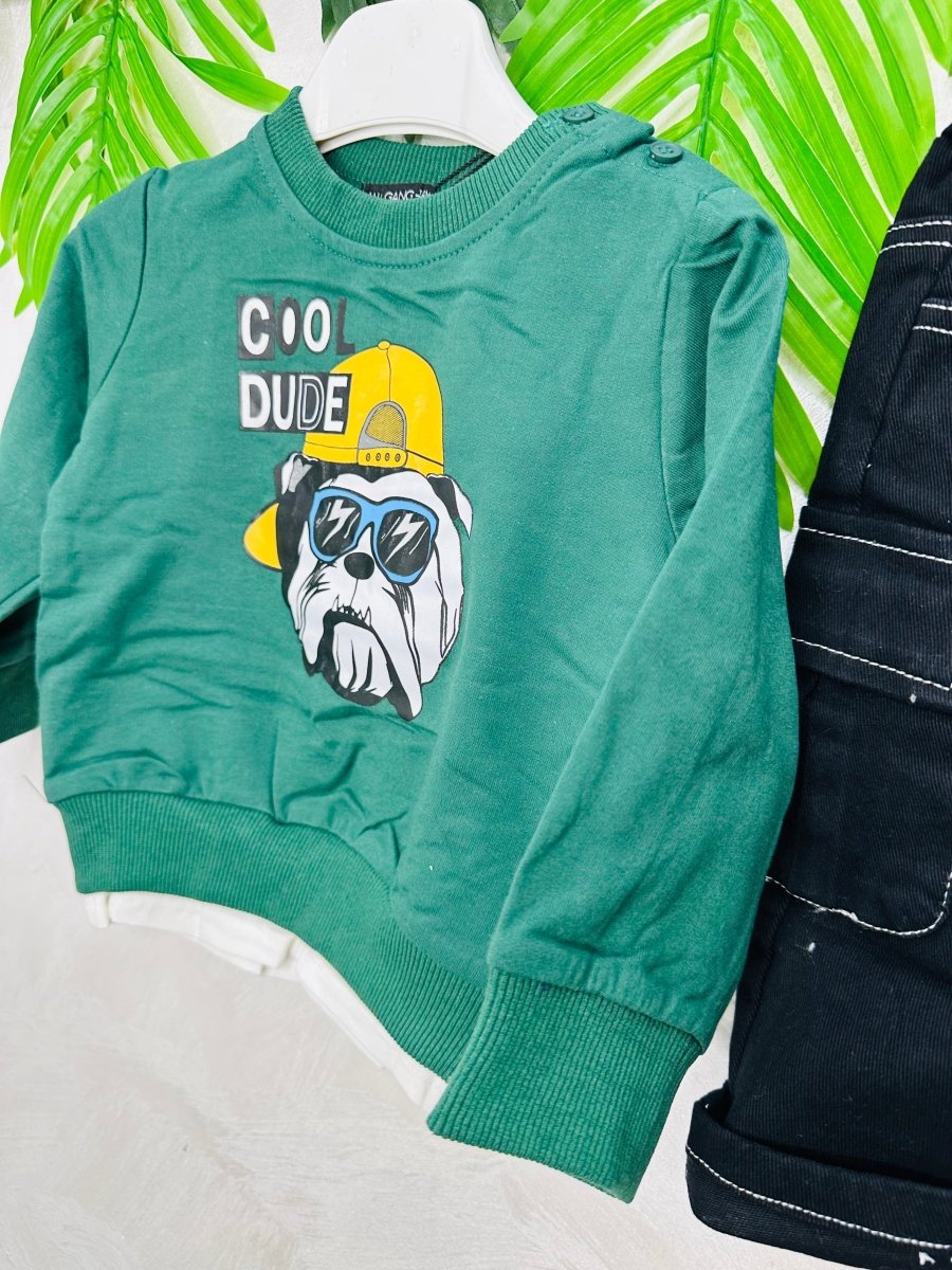 Completo Bulldog Style Felpato verde - Piccole Canaglie - PC23396