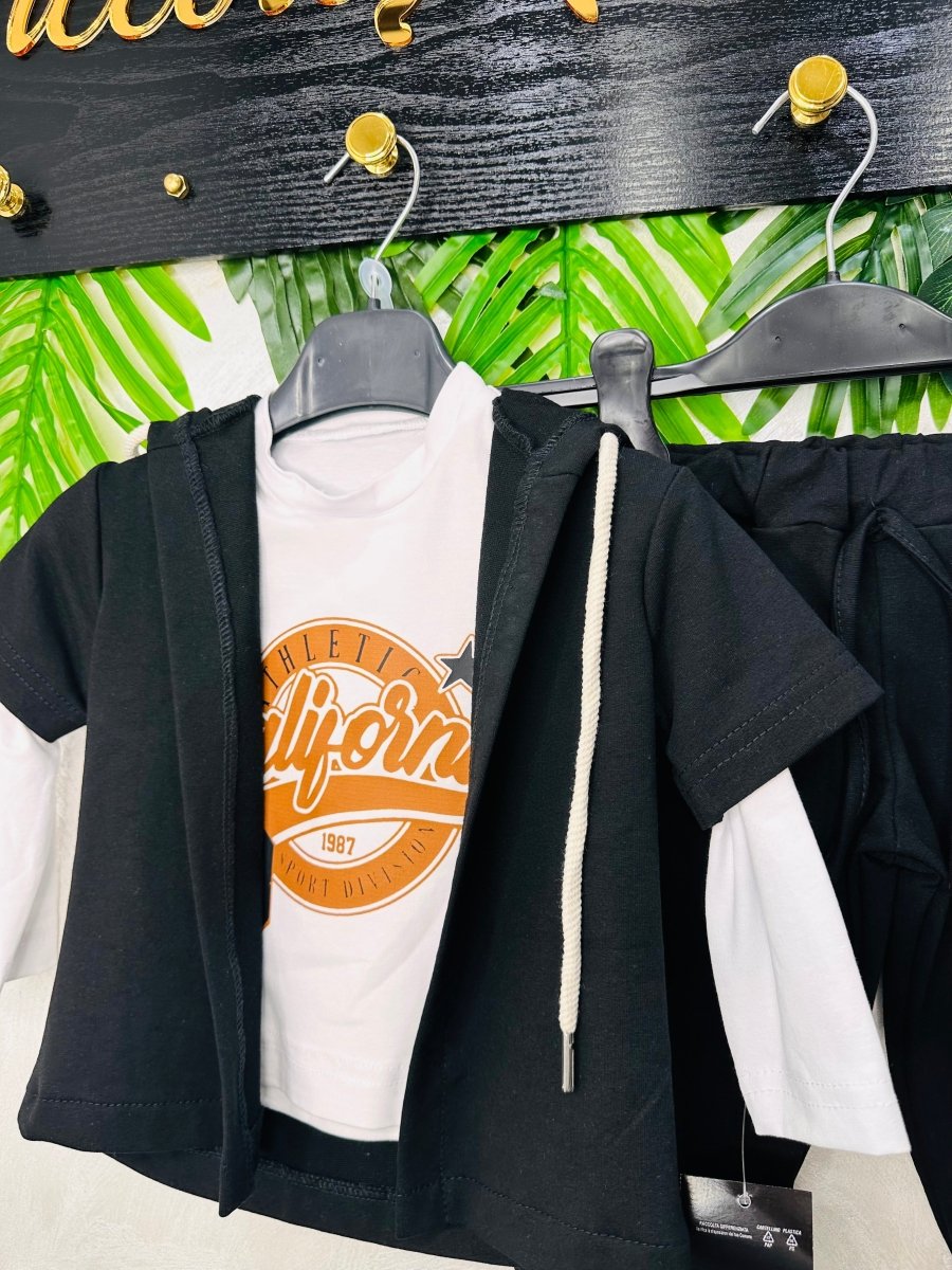 Completo California nero baby cotone - Piccole Canaglie - PC26168