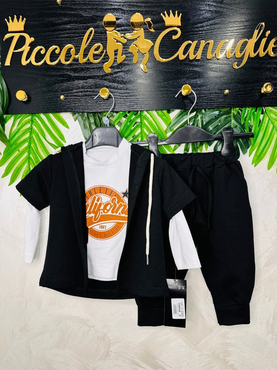 Completo California nero baby cotone - Piccole Canaglie - PC26168
