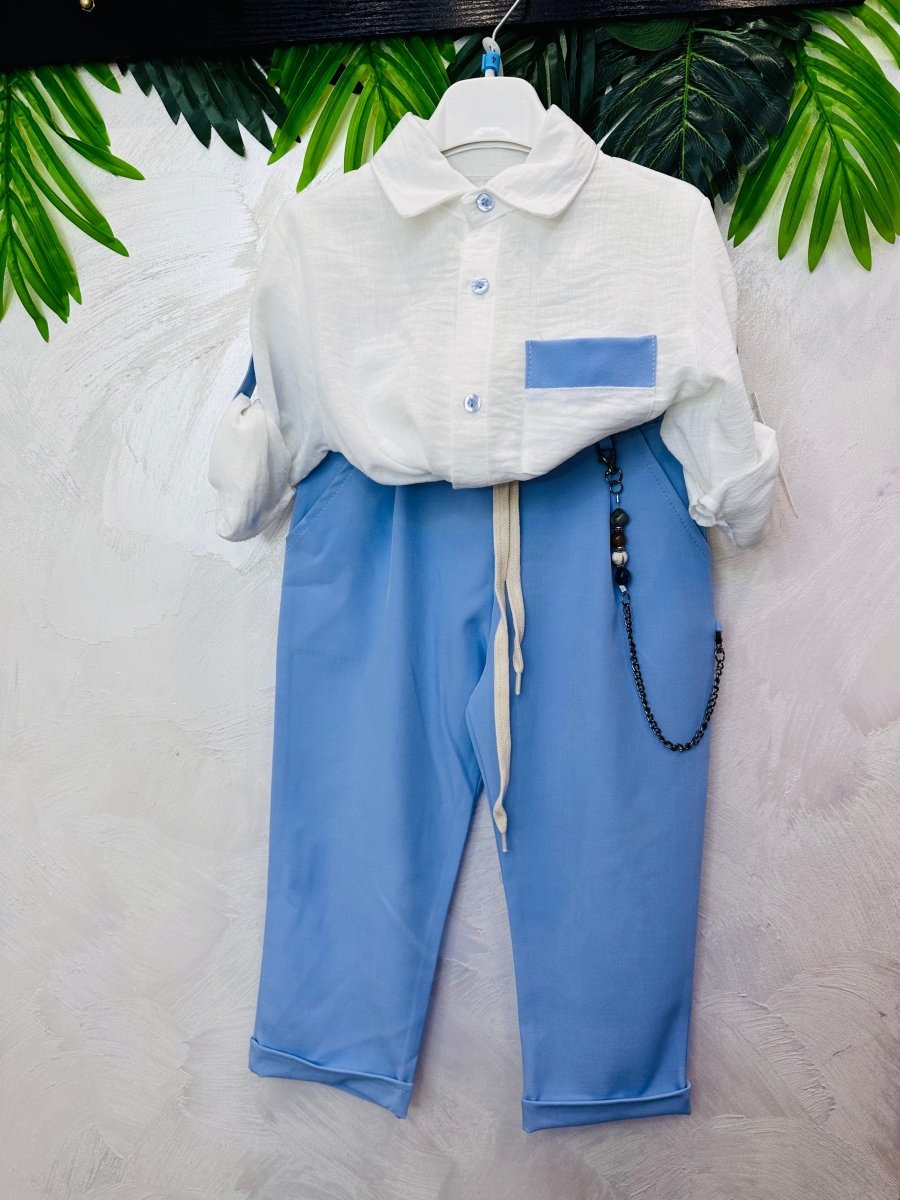 Completo Camicia & Pantalone Avio - Piccole Canaglie - PC27735